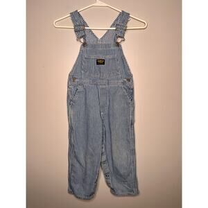 1990s OshKosh Blue White Railroad Stripes VestBak Conductor Hickory Overalls 4T